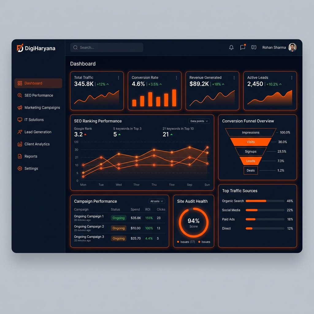 Web Development dashboard mockup