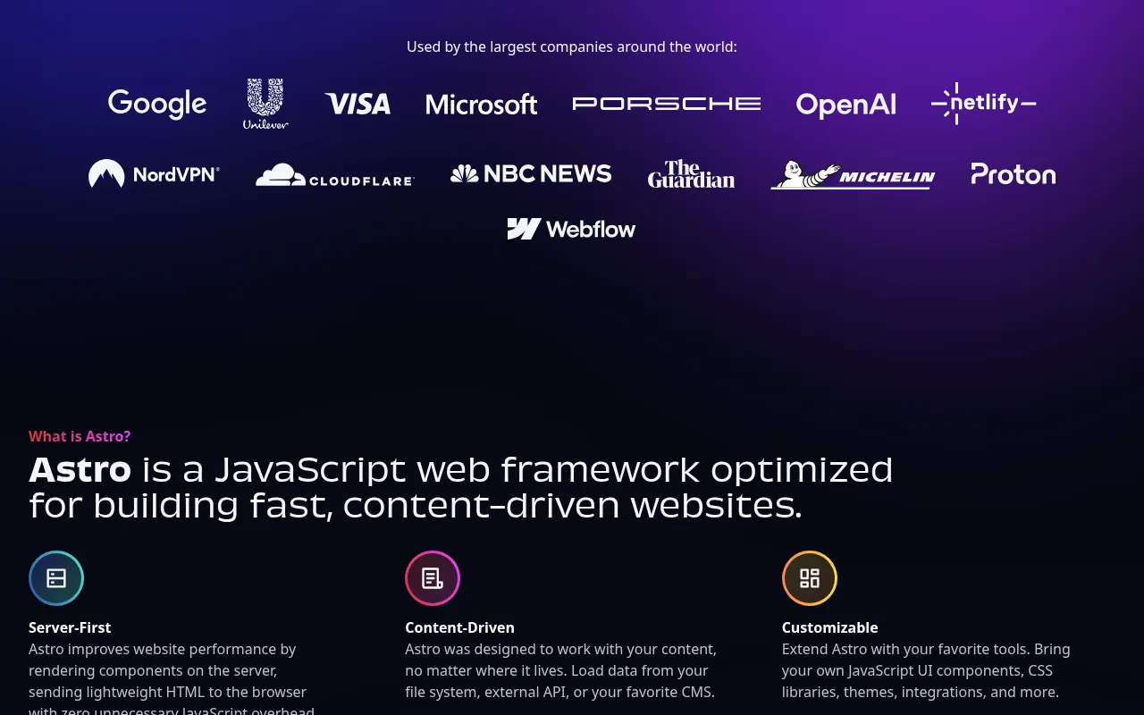 Astro showcase — real-world application examples