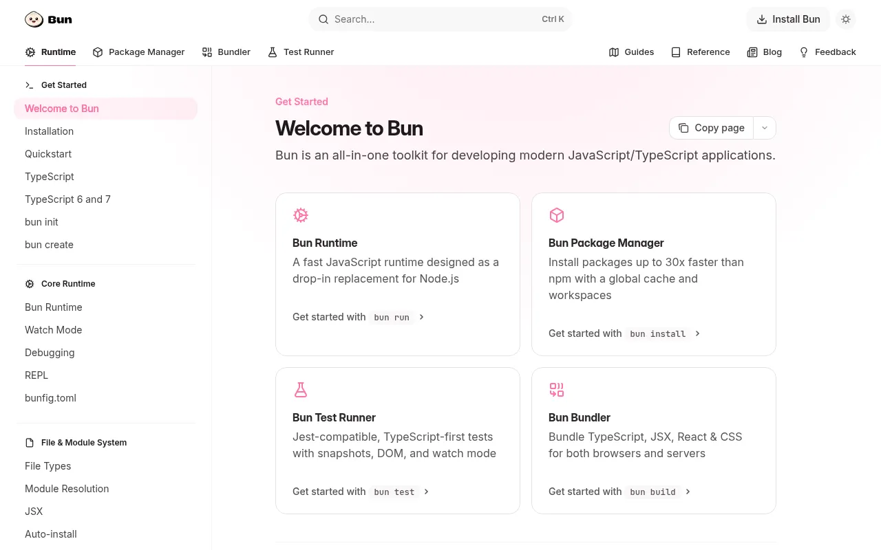 Bun code editor — example syntax and code structure