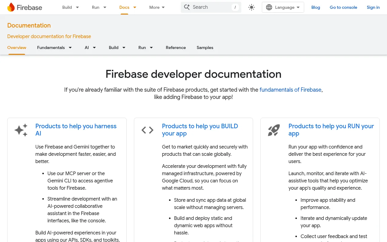 Firebase code editor — example syntax and code structure