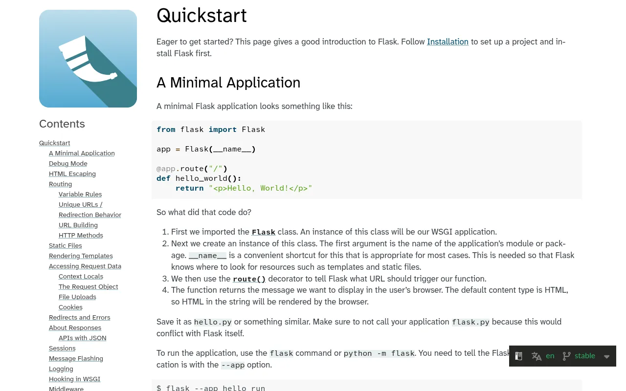 Flask code editor — example syntax and code structure