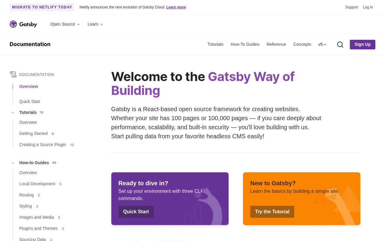 Gatsby code editor — example syntax and code structure
