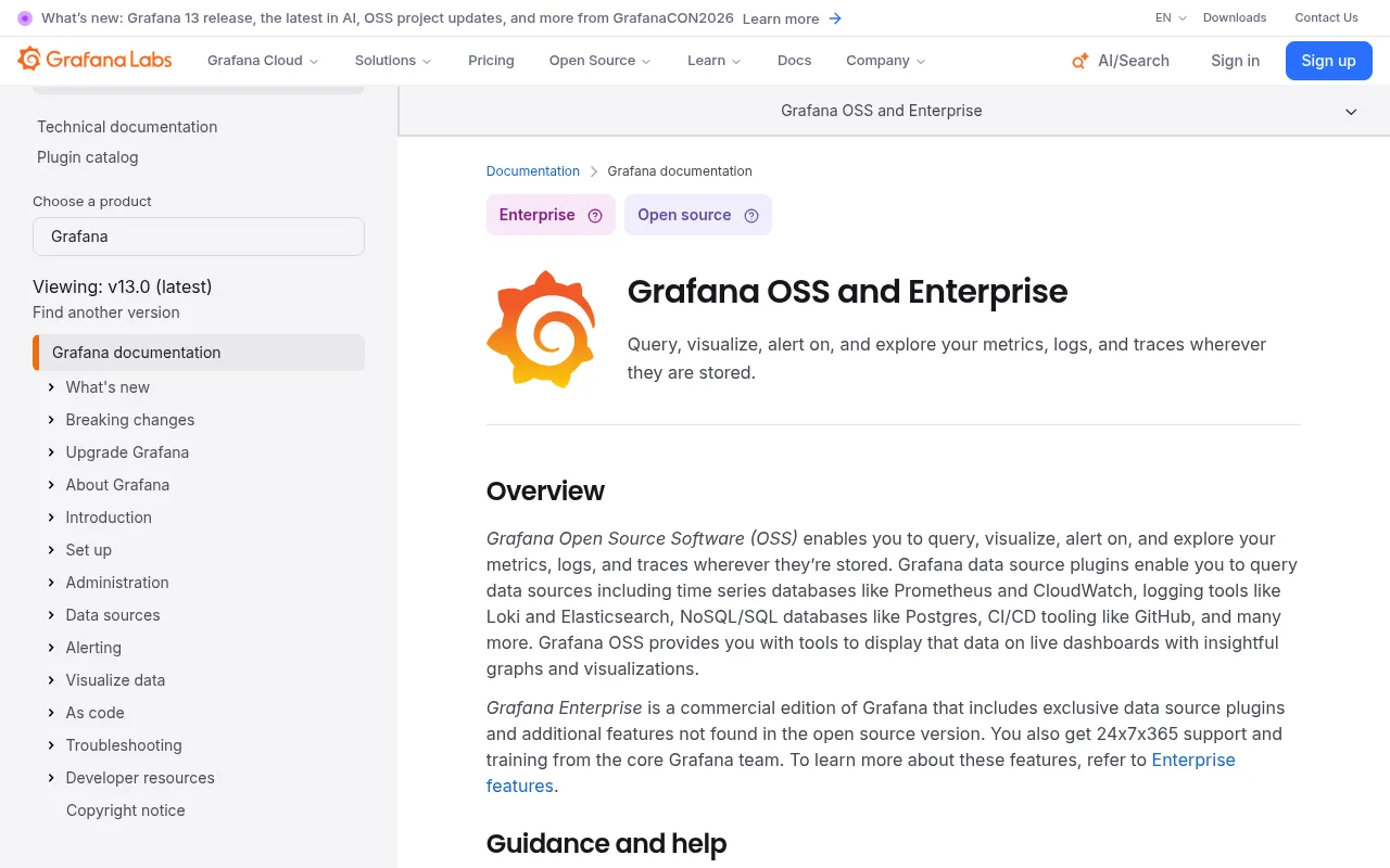 Grafana code editor — example syntax and code structure