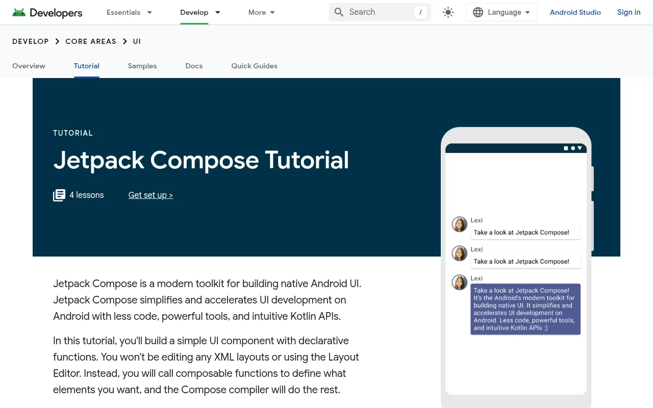 Jetpack Compose code editor — example syntax and code structure