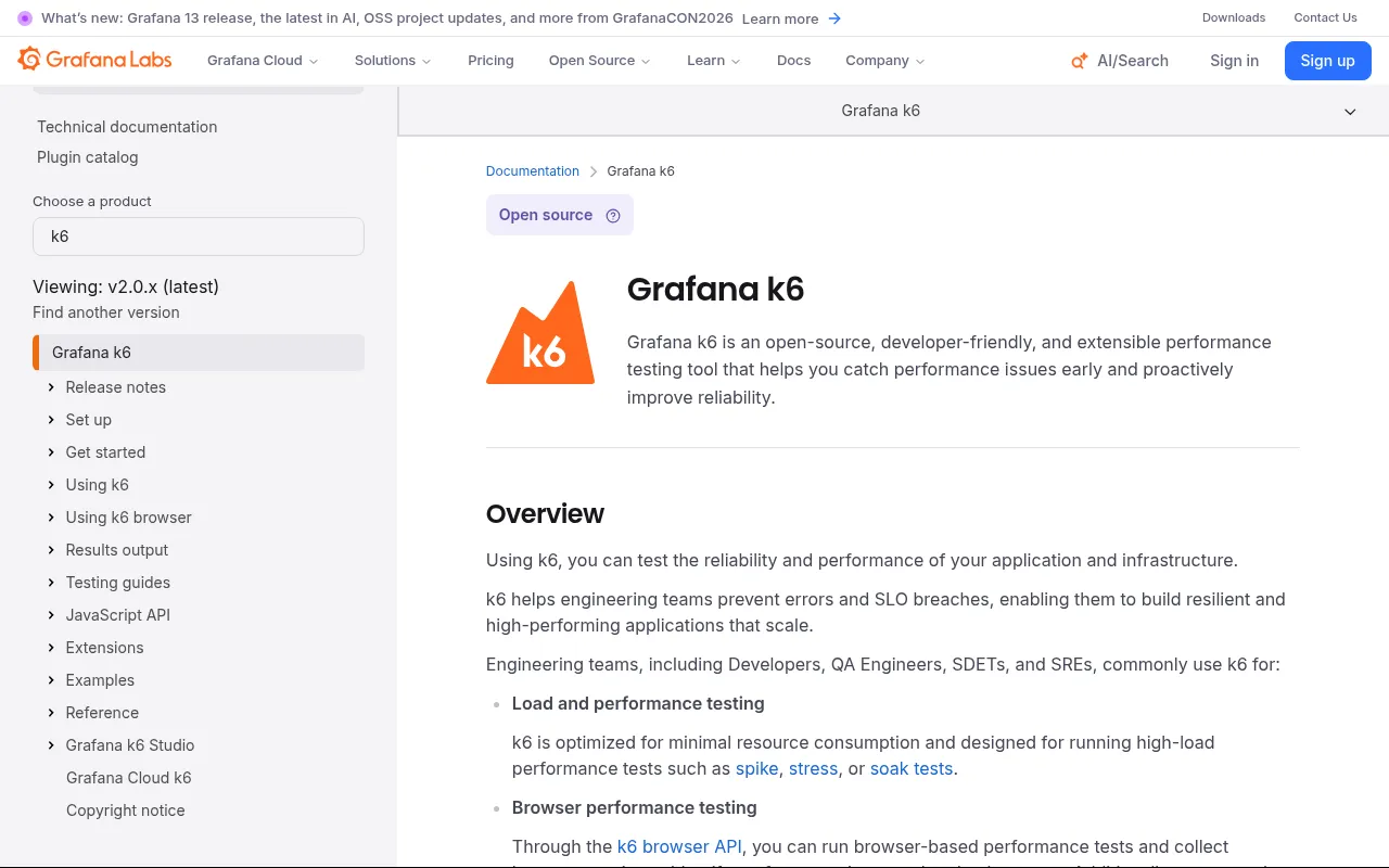 K6 code editor — example syntax and code structure