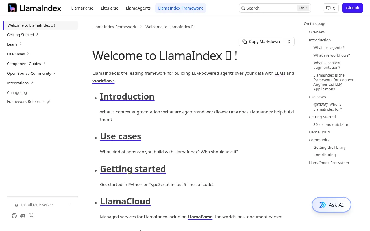 LlamaIndex code editor — example syntax and code structure