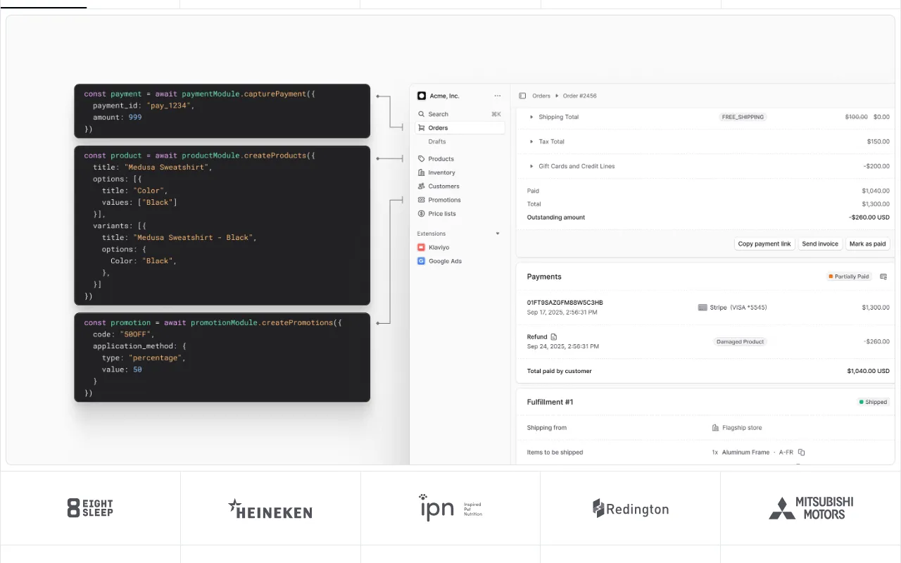 Medusa.js showcase — real-world application examples