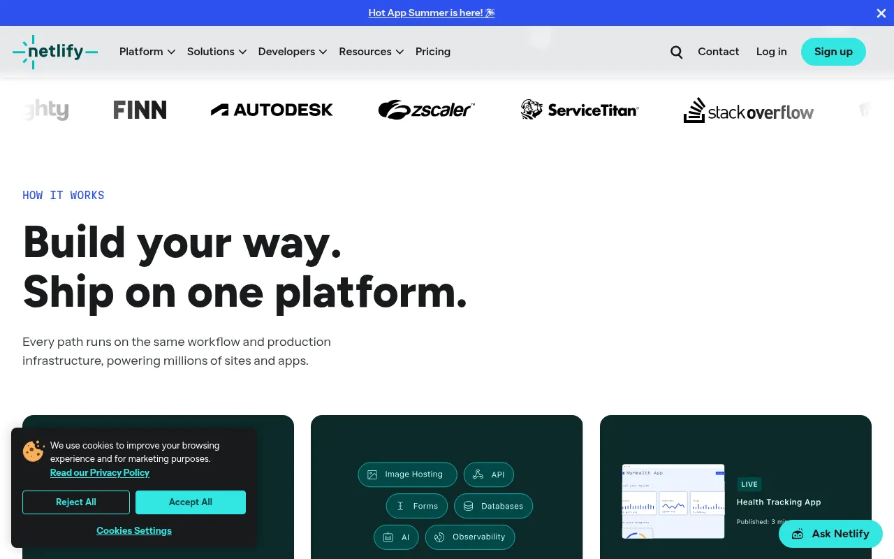 Netlify showcase — real-world application examples