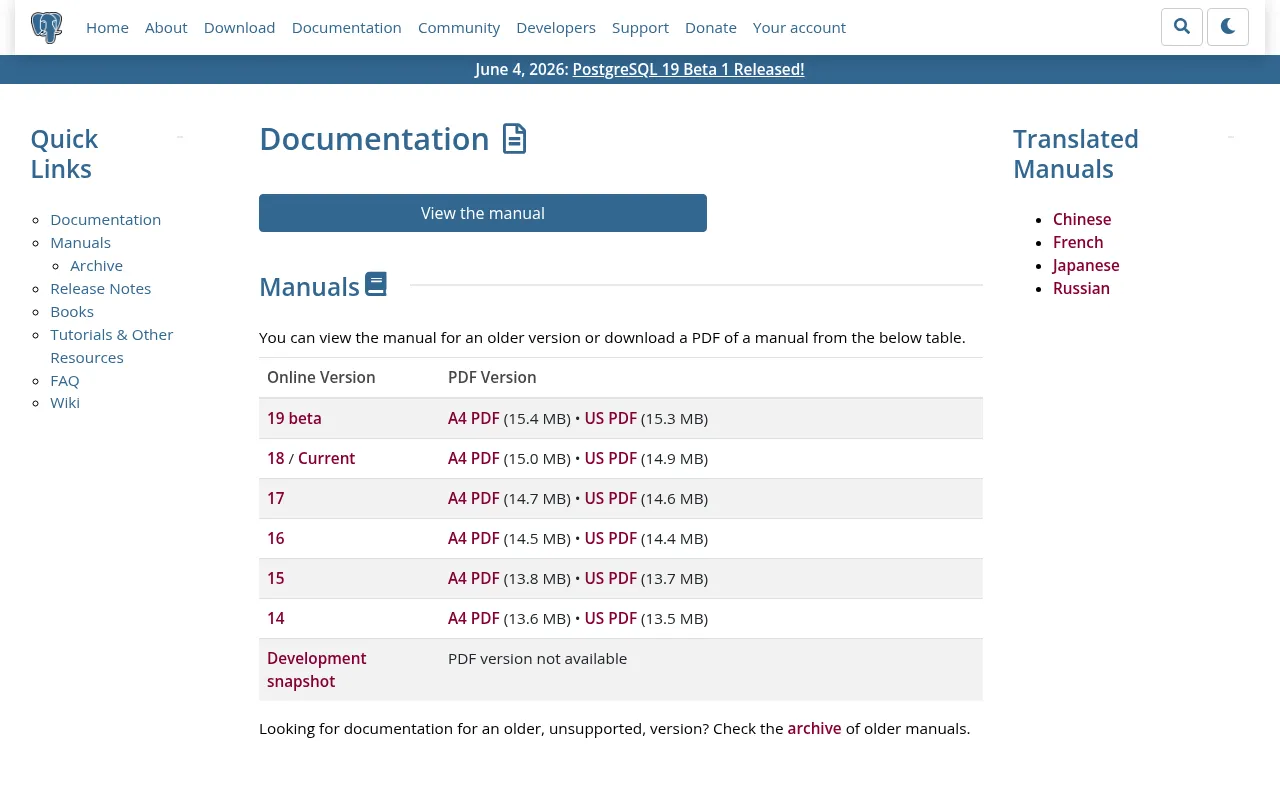 PostgreSQL code editor — example syntax and code structure