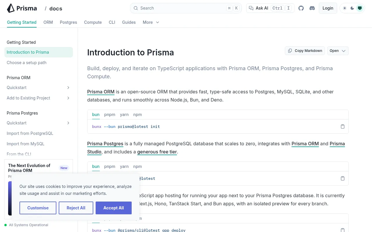 Prisma code editor — example syntax and code structure