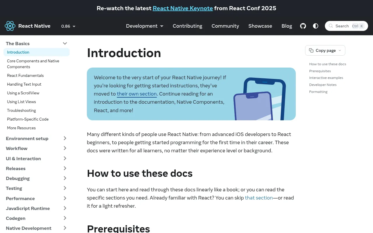React Native code editor — example syntax and code structure