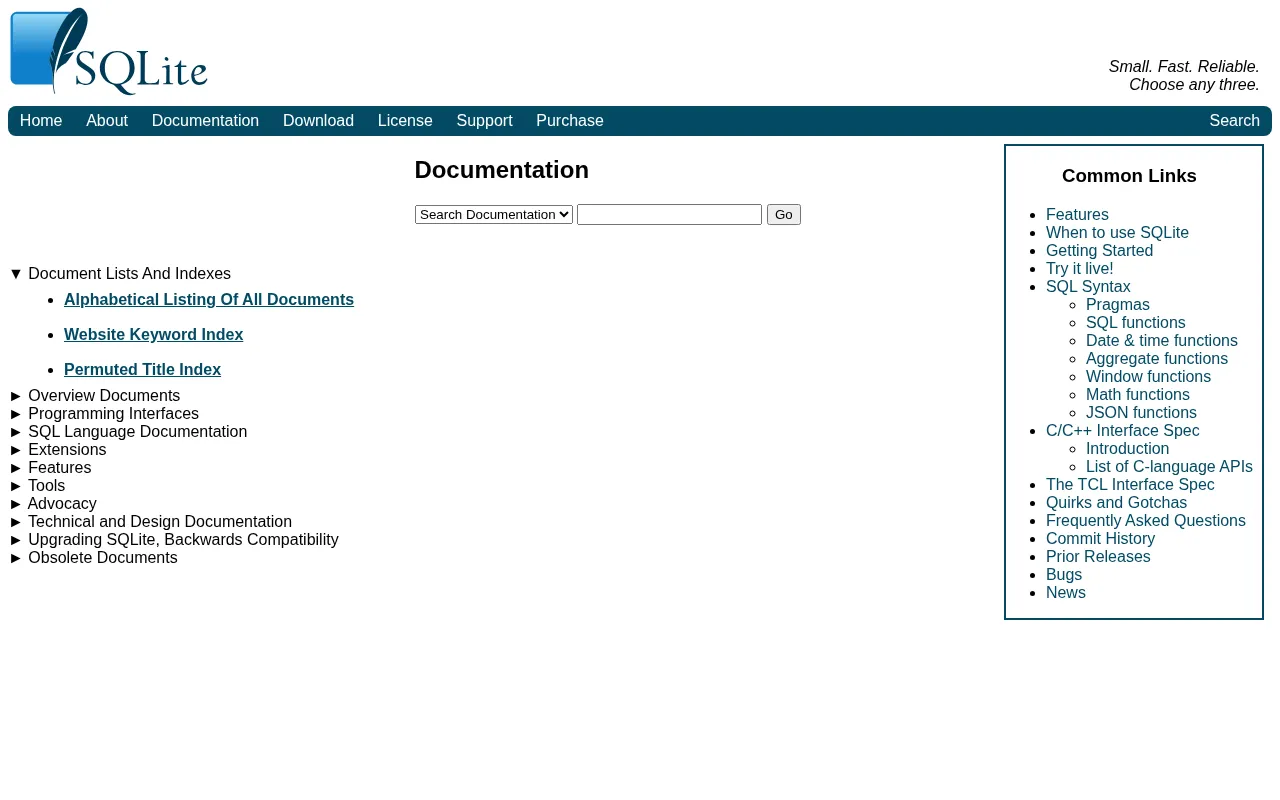 SQLite code editor — example syntax and code structure