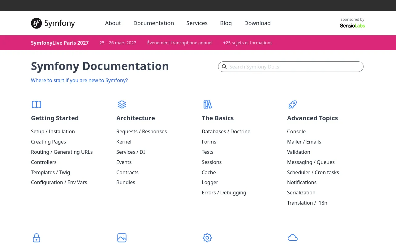 Symfony code editor — example syntax and code structure