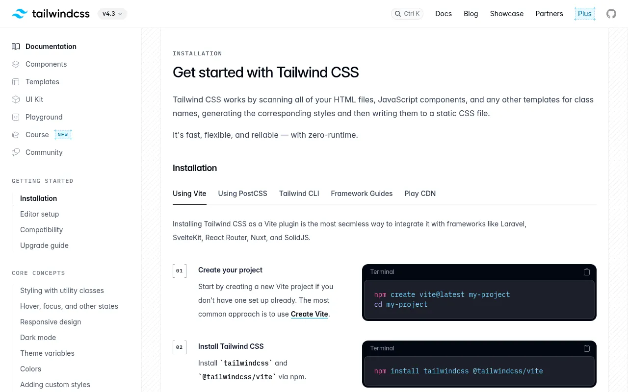 Tailwind CSS code editor — example syntax and code structure