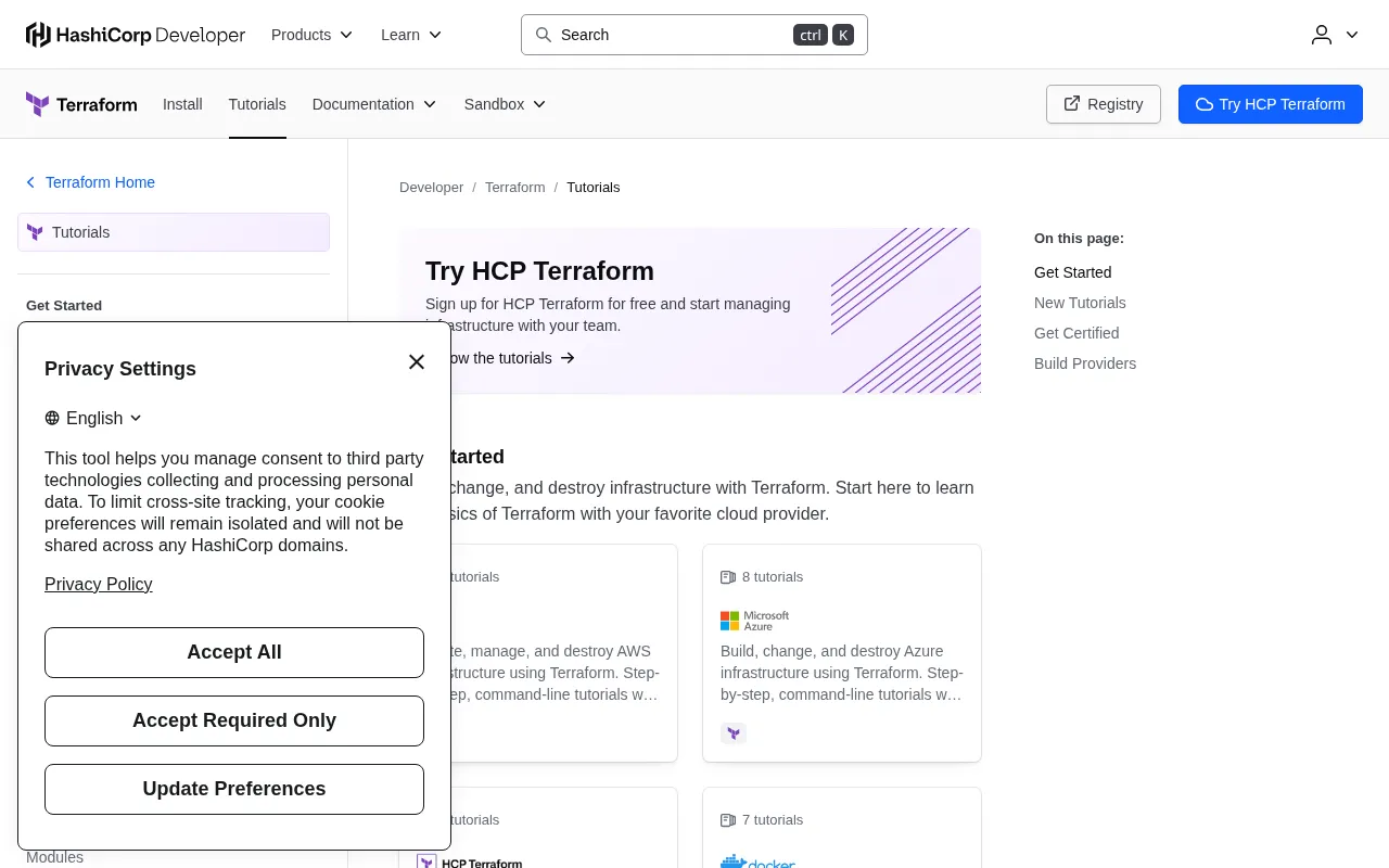 Terraform code editor — example syntax and code structure