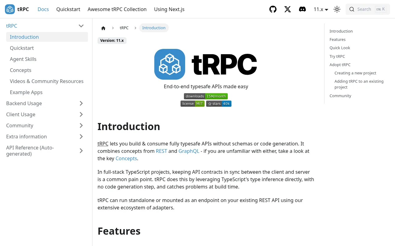 tRPC code editor — example syntax and code structure