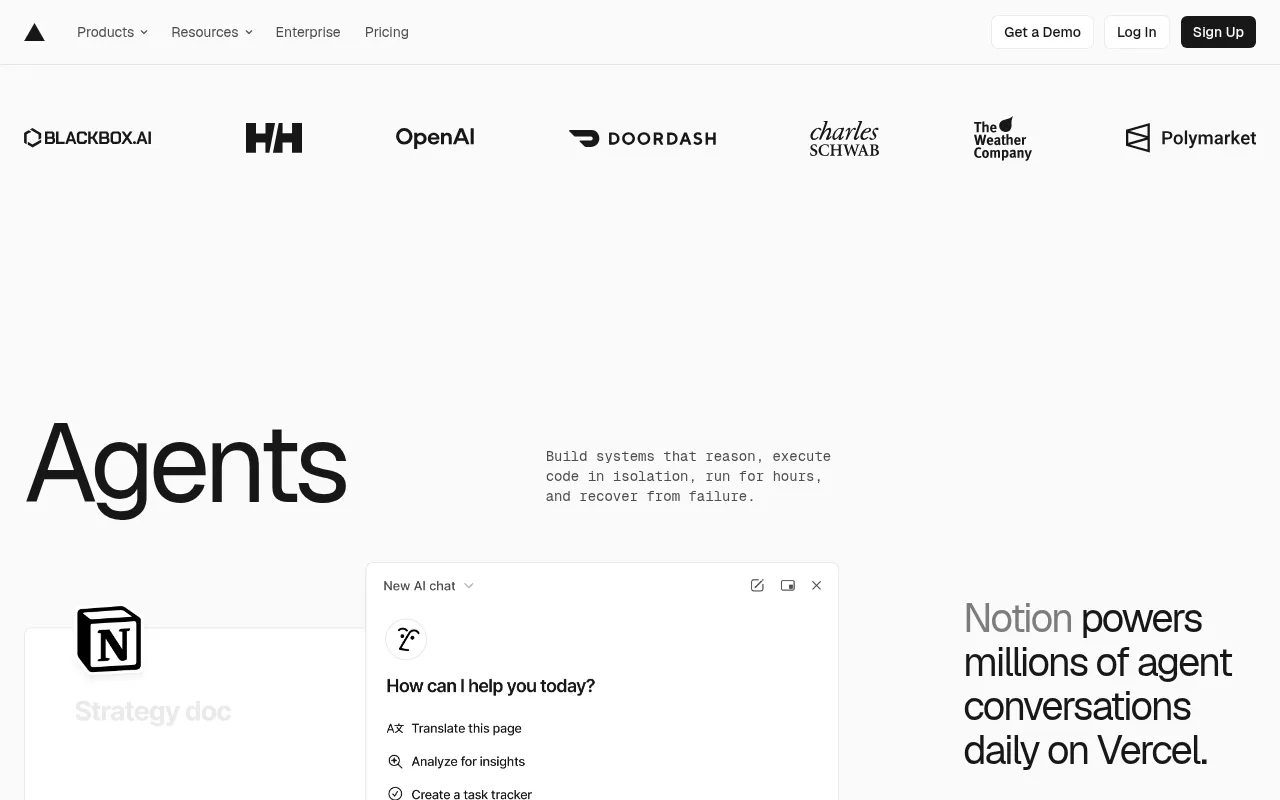 Vercel showcase — real-world application examples