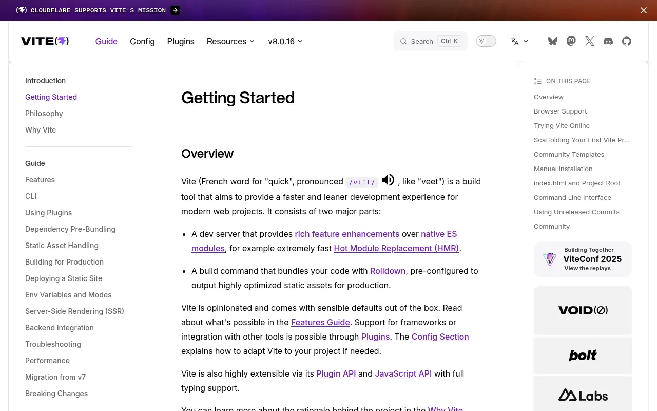Vite code editor — example syntax and code structure