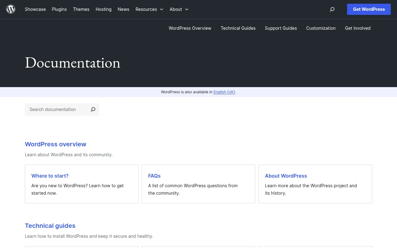 WordPress code editor — example syntax and code structure